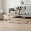 Allure Silver Stainless Steel Coffee Table with Tempered Glass Top