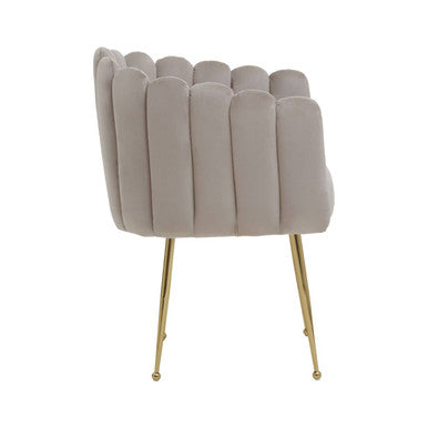 Bari Mink Velvet Scalloped Dining Chair