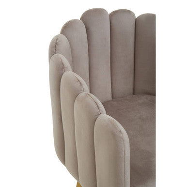 Bari Mink Velvet Scalloped Dining Chair