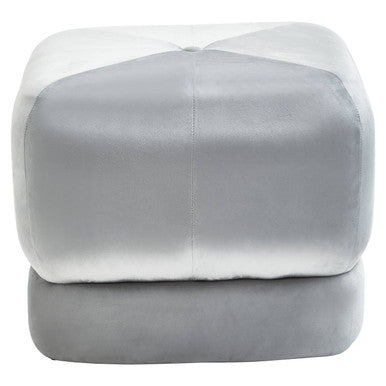 Kaia Grey Velvet Square Stool with Channel Tufting
