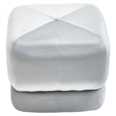 Kaia Grey Velvet Square Stool with Channel Tufting