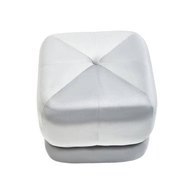 Kaia Grey Velvet Square Stool with Channel Tufting