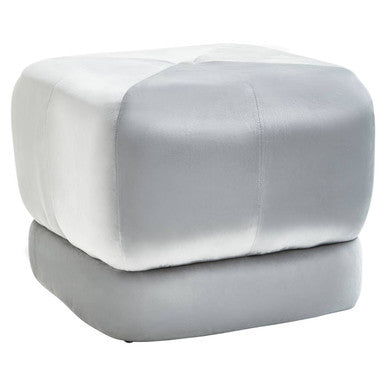 Kaia Grey Velvet Square Stool with Channel Tufting