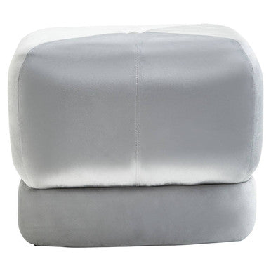Kaia Grey Velvet Square Stool with Channel Tufting