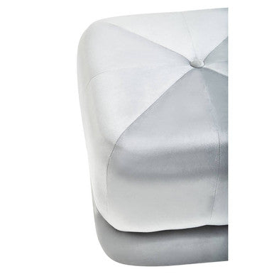 Kaia Grey Velvet Square Stool with Channel Tufting