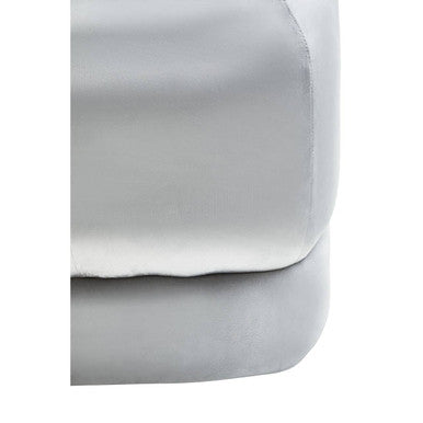 Kaia Grey Velvet Square Stool with Channel Tufting