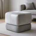 Kaia Grey Velvet Square Stool with Channel Tufting