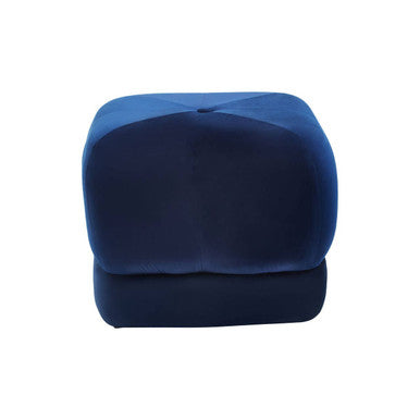 Kaia Midnight Blue Velvet Square Stool with Channel Tufting
