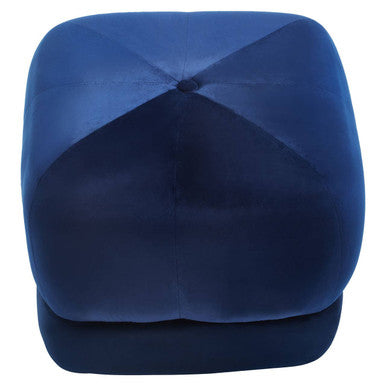 Kaia Midnight Blue Velvet Square Stool with Channel Tufting