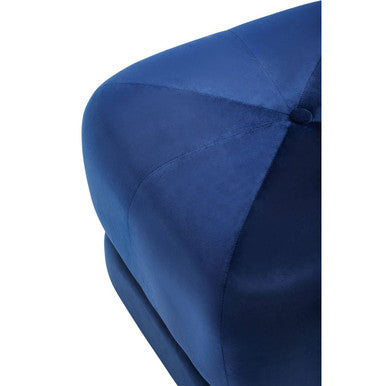 Kaia Midnight Blue Velvet Square Stool with Channel Tufting