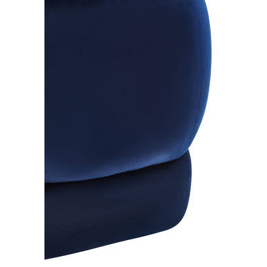 Kaia Midnight Blue Velvet Square Stool with Channel Tufting