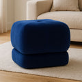 Kaia Midnight Blue Velvet Square Stool with Channel Tufting