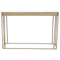 Gold Metal Console Table with Mirrored Top and Decorative Textured Edge | Ella