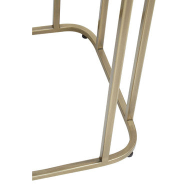 Gold Metal Side Table with Mirrored Top and Decorative Textured Edge, Ella