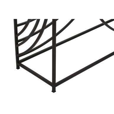 Mirrored Glass Console Table with Black Finish Metal Frame, Logan