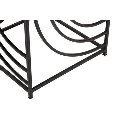 Mirrored Glass Square Side Table with Black Finish Metal Frame, Logan