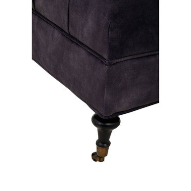 Sabrina Grey Velvet Ottoman with Button Tufting