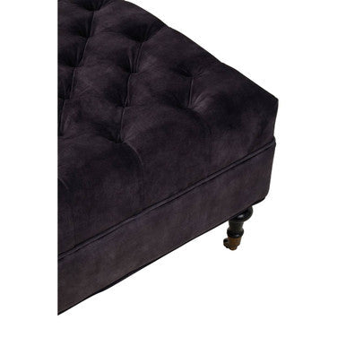Sabrina Grey Velvet Ottoman with Button Tufting