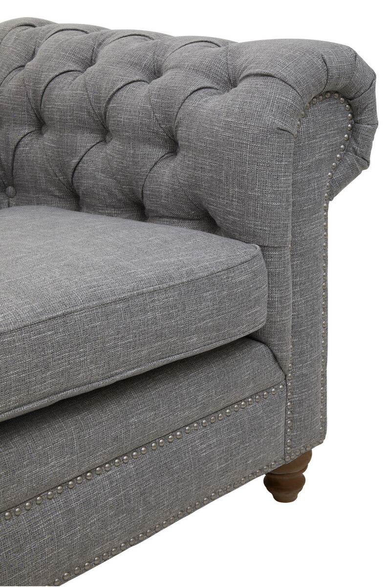 3 Seater Grey Linen Sofa, Stella
