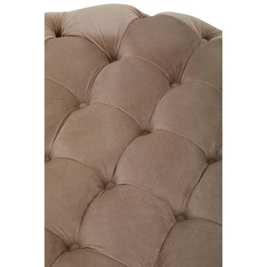 Suri Beige Velvet Round Ottoman Stool