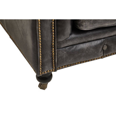 3 Seater Antique Black Chesterfield Leather Sofa, Hoxton