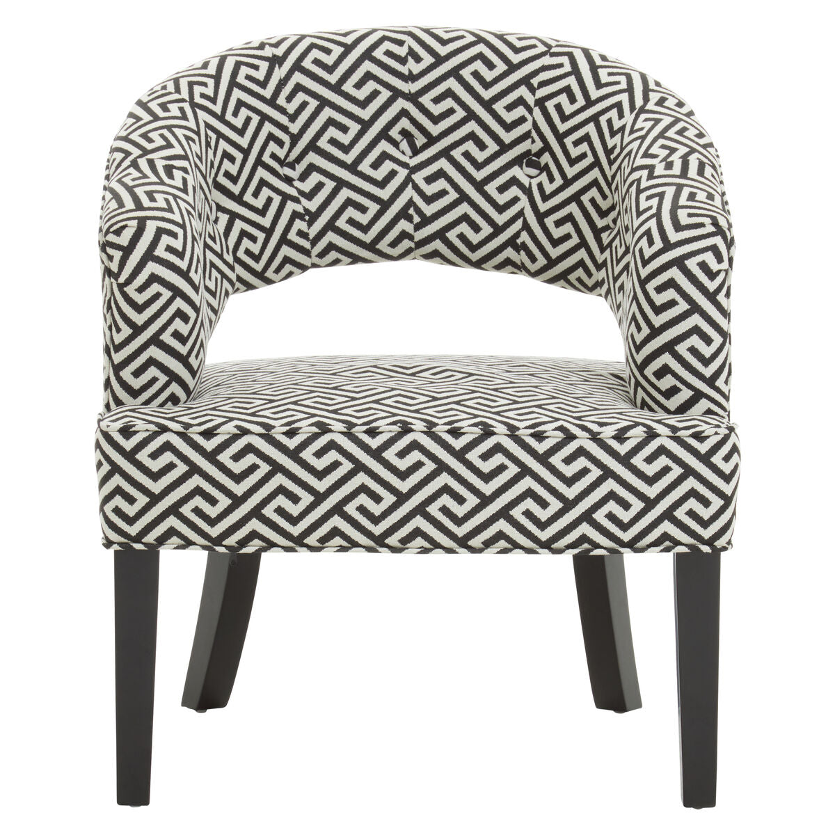 Regents Park Black and White Fabric Lounge Chair with Cut Out Back