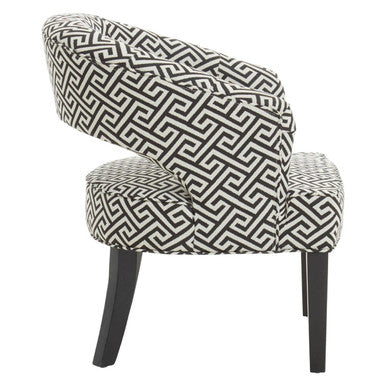 Regents Park Black and White Fabric Lounge Chair with Cut Out Back