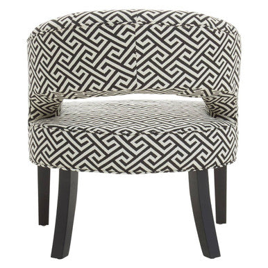 Regents Park Black and White Fabric Lounge Chair with Cut Out Back