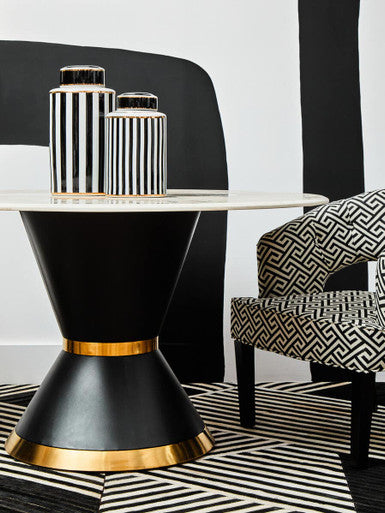Regents Park Black and White Fabric Lounge Chair with Cut Out Back