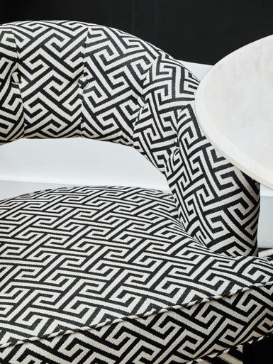 Regents Park Black and White Fabric Lounge Chair with Cut Out Back