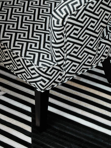 Regents Park Black and White Fabric Lounge Chair with Cut Out Back