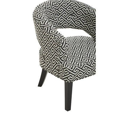 Regents Park Black and White Fabric Lounge Chair with Cut Out Back