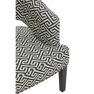 Regents Park Black and White Fabric Lounge Chair with Cut Out Back
