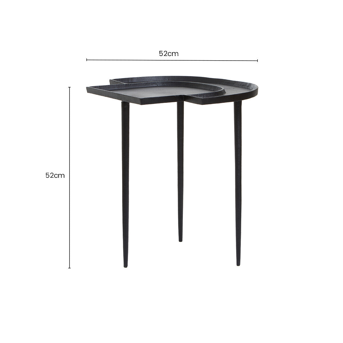 Black Nickel Metal Top Futuristic Abstract Side Table with Black Frame | Simbolo