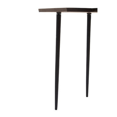 Brown Bronze Metal Top Abstract Side Table with Black Legs, Simbolo