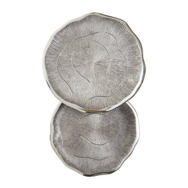 Set of 2 Silver Oak Effect Top Side Tables with Black Legs, Silva