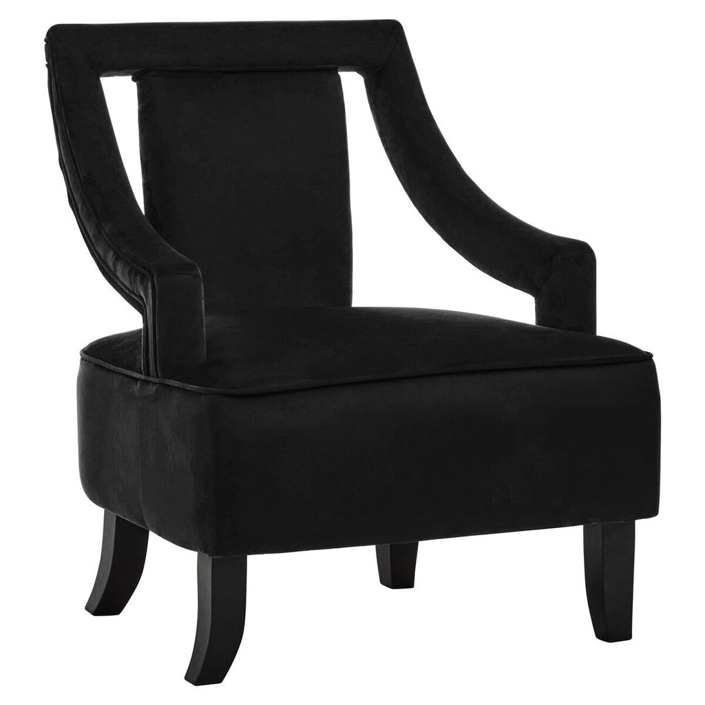 Faye Black Velvet Chair with Wooden Legs