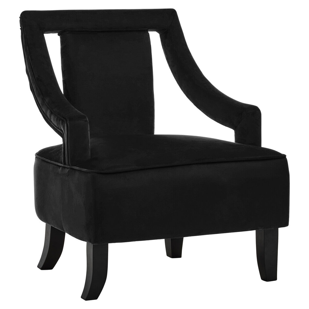 Faye Black Velvet Chair with Wooden Legs
