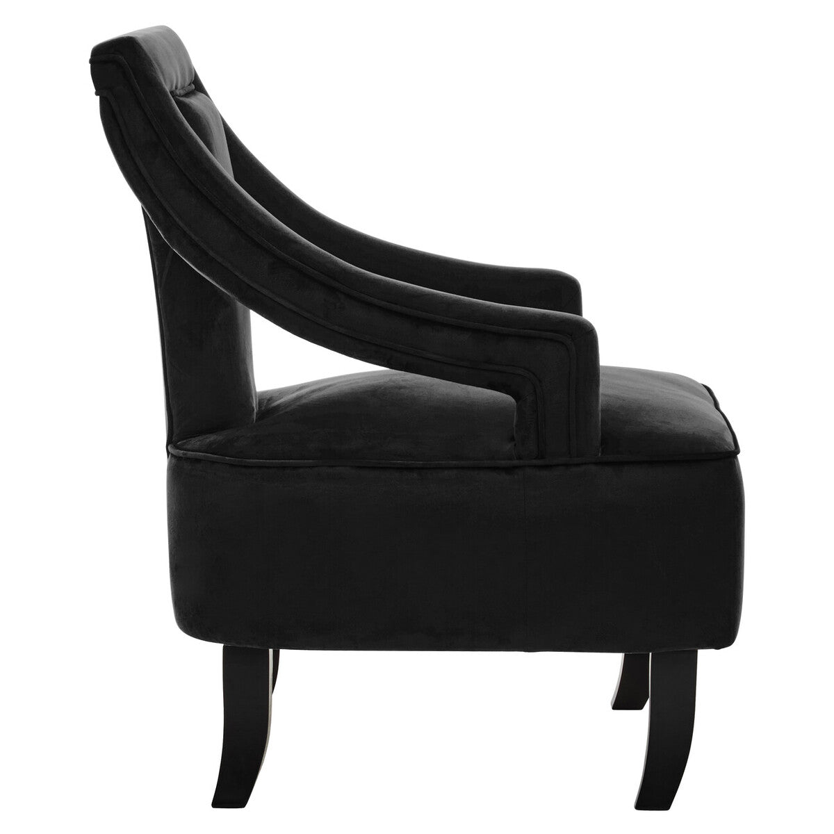 Faye Black Velvet Chair with Wooden Legs