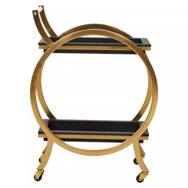 Cardoba Two Tier Black Shagreen Effect Serving Trolley