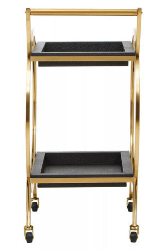 Cardoba Two Tier Black Shagreen Effect Serving Trolley