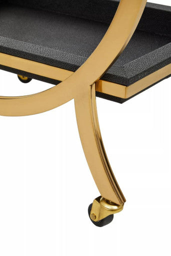 Cardoba Two Tier Black Shagreen Effect Serving Trolley