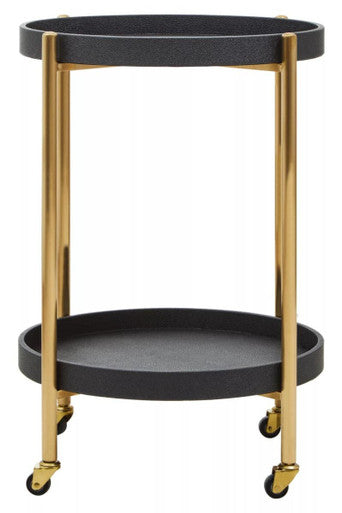 Cardoba Two Tier Black Shagreen Effect Tray Table Trolley