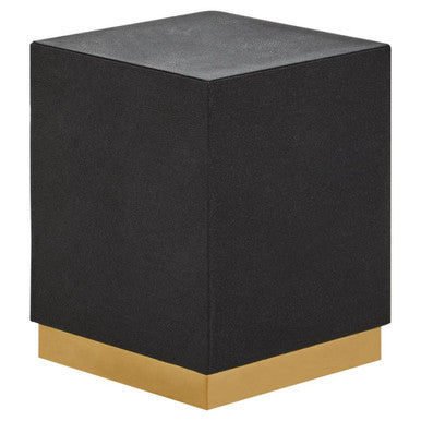 Black Shagreen Effect Square Top Side Table and Stool with Gold Metal Base, Cardoba