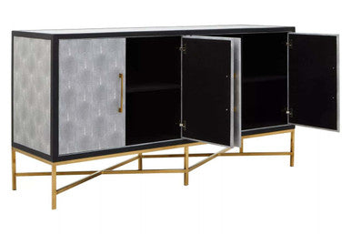 Grey Shagreen Effect 4 Door Sideboard | Cadiz