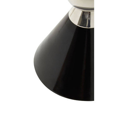 Black and Silver Geometric Round Side Table with Symmetric Design, Jaipur