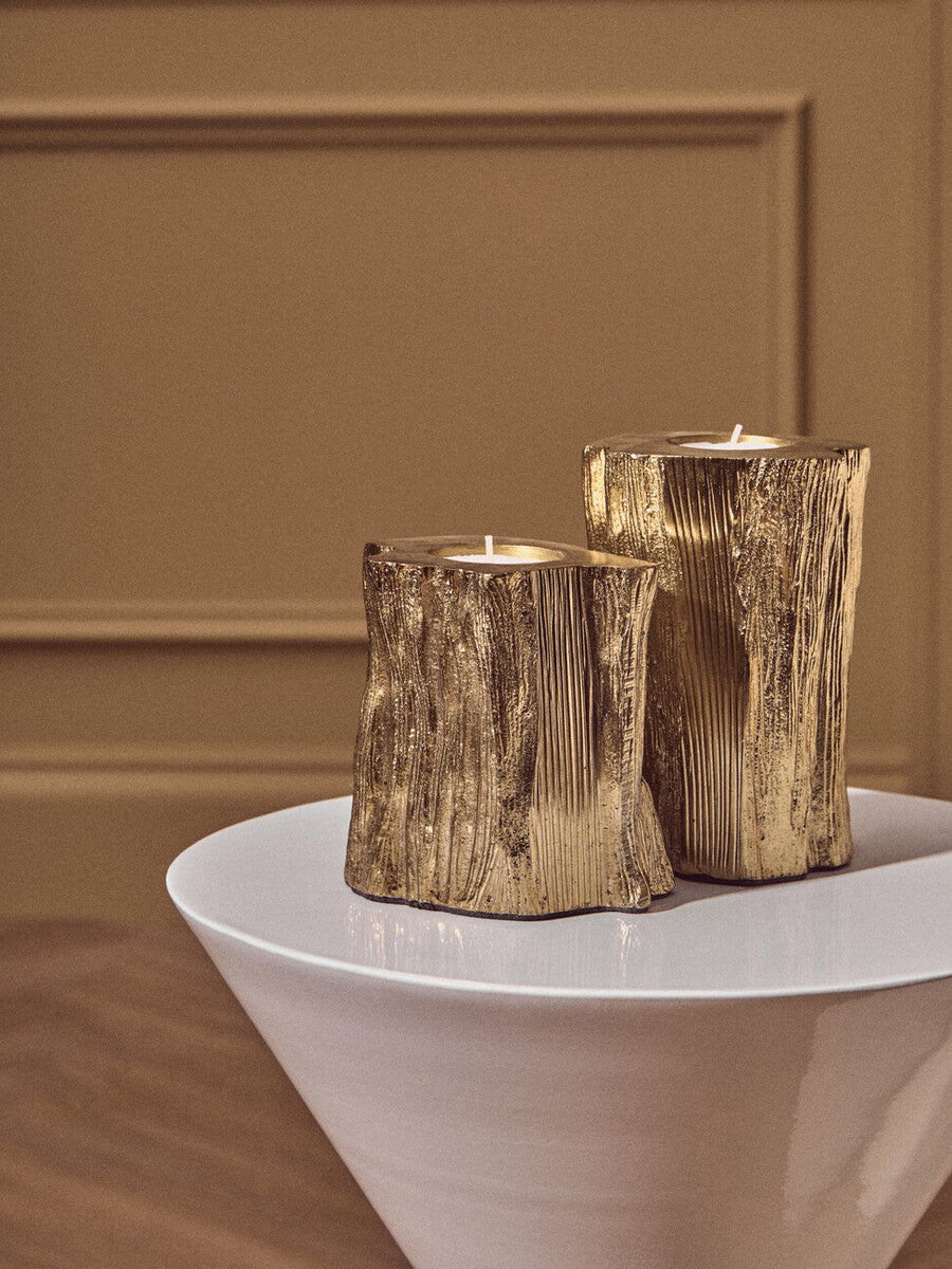 White Conical Metal Side Table in Stainless Steel with Gold Centre Ring Detail, Jaipur