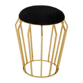 Jaipur Black Velvet Stool with Gold Finish Base