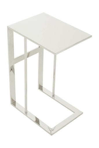 Silver Square Side Table in Stainless Steel, Oria
