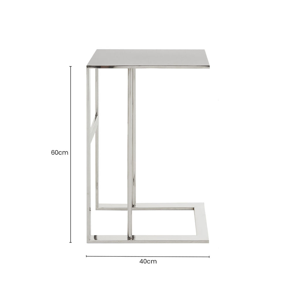 Silver Square Side Table in Stainless Steel | Oria